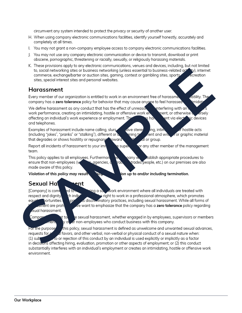 Employee Handbook Fast Pack SAMPLE3